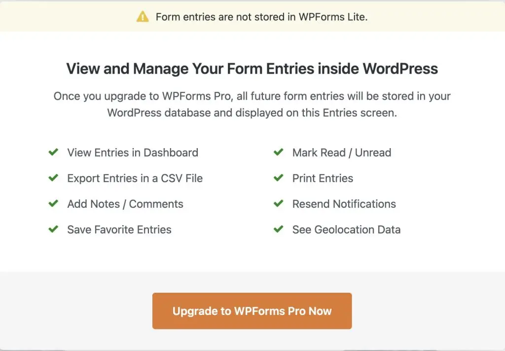 WPForms Entries locked WPForms Entries