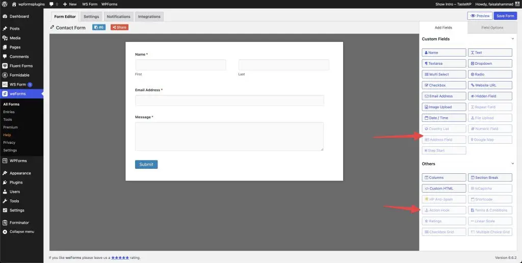 weForms locked some essential fields weForms fields